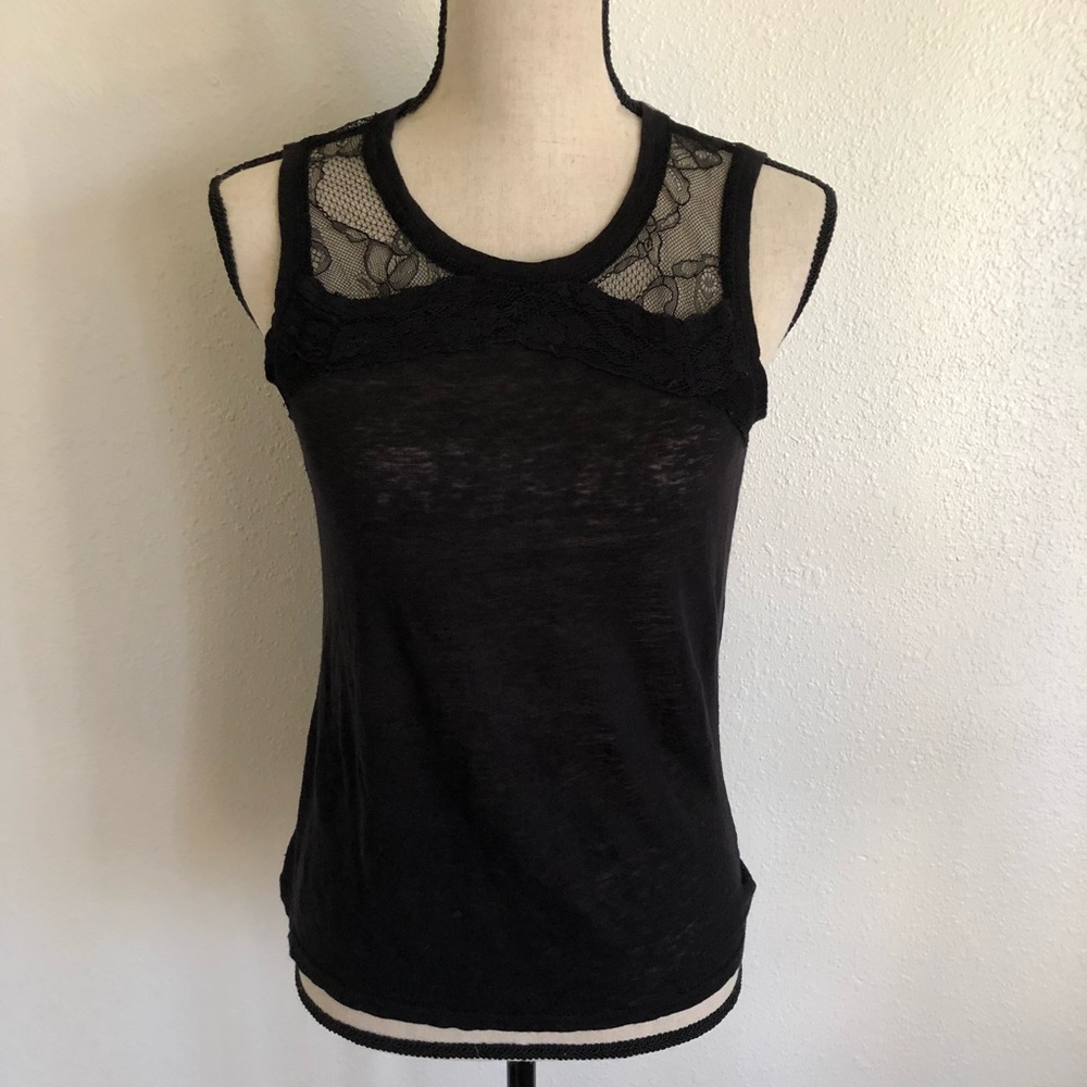 Sanctuary-Black burnout sleeveless top w/lace XS